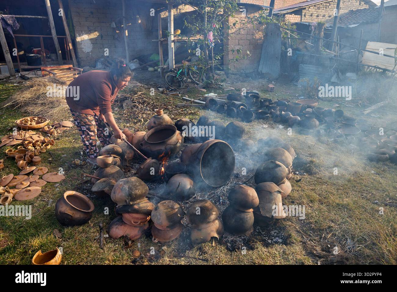 the firing process of clay pottery in Huancas brings earth to life ...