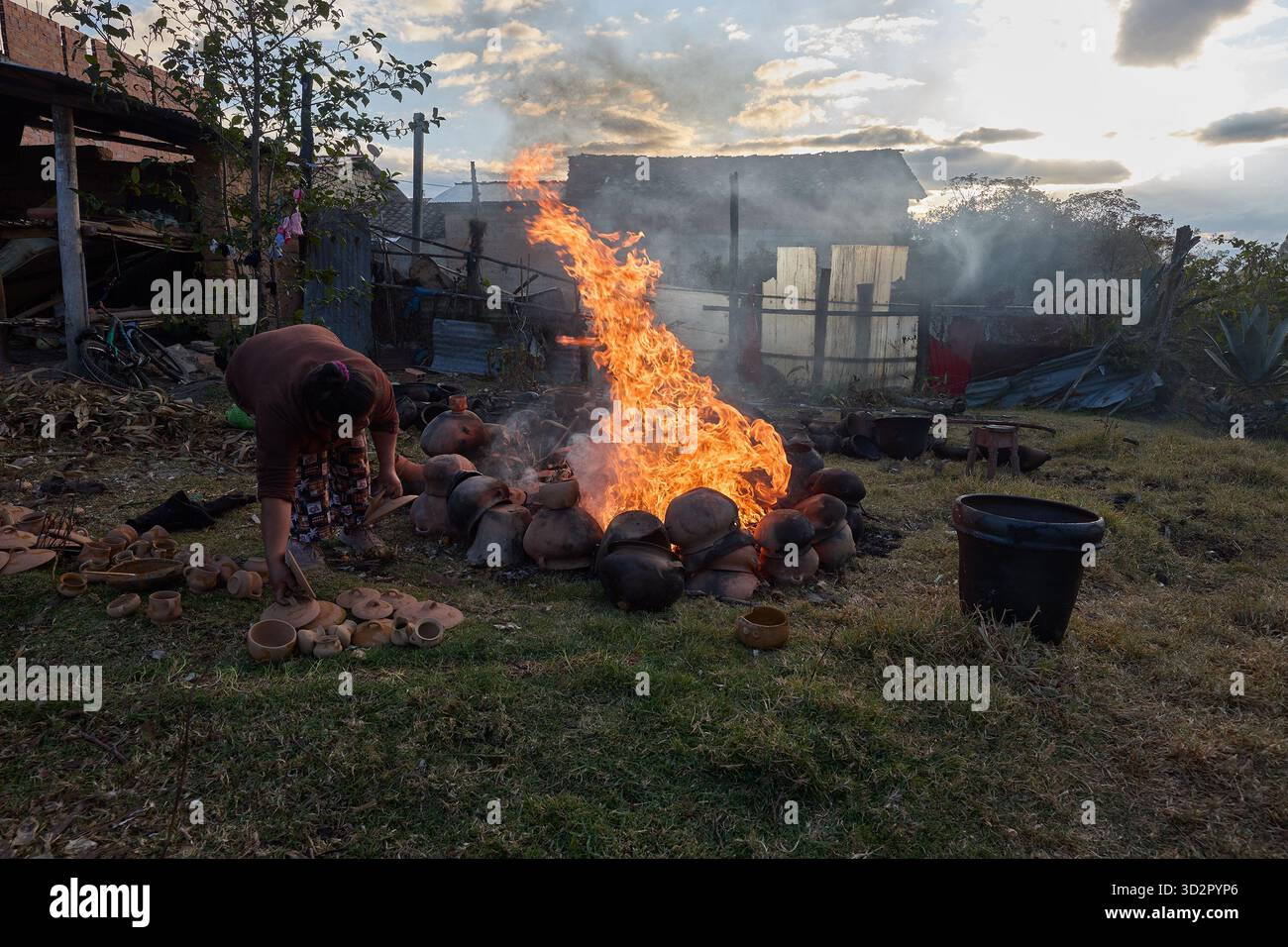 the firing process of clay pottery in Huancas brings earth to life ...