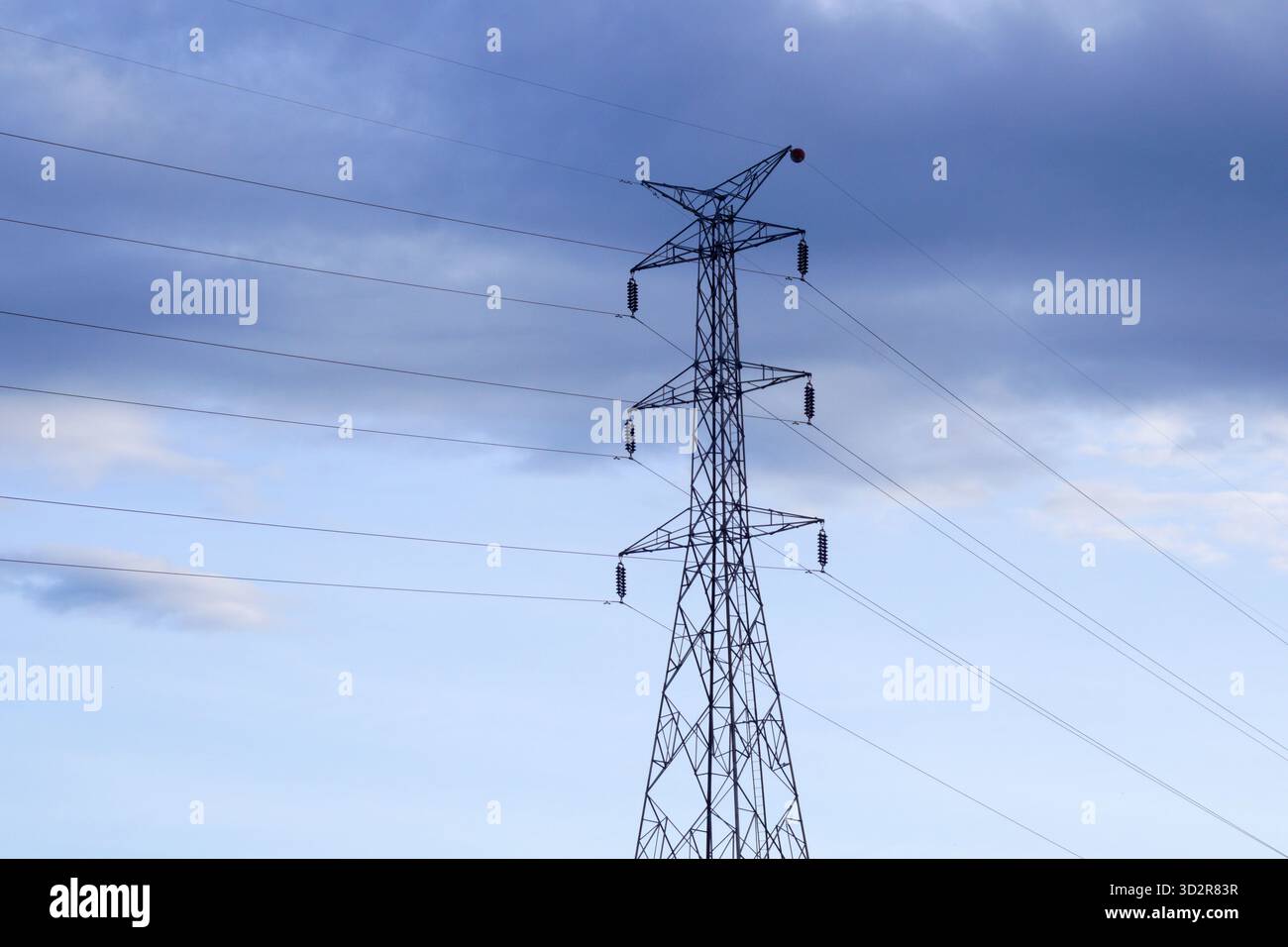High voltage electric tower on sky background Stock Photo