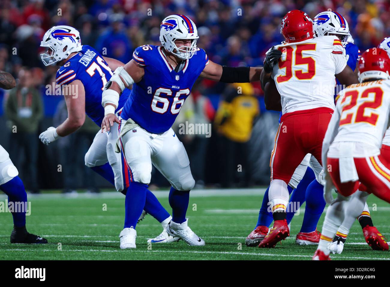 Connor Block Buffalo Bills guard Connor McGovern (66) sets to block during an NFL ...