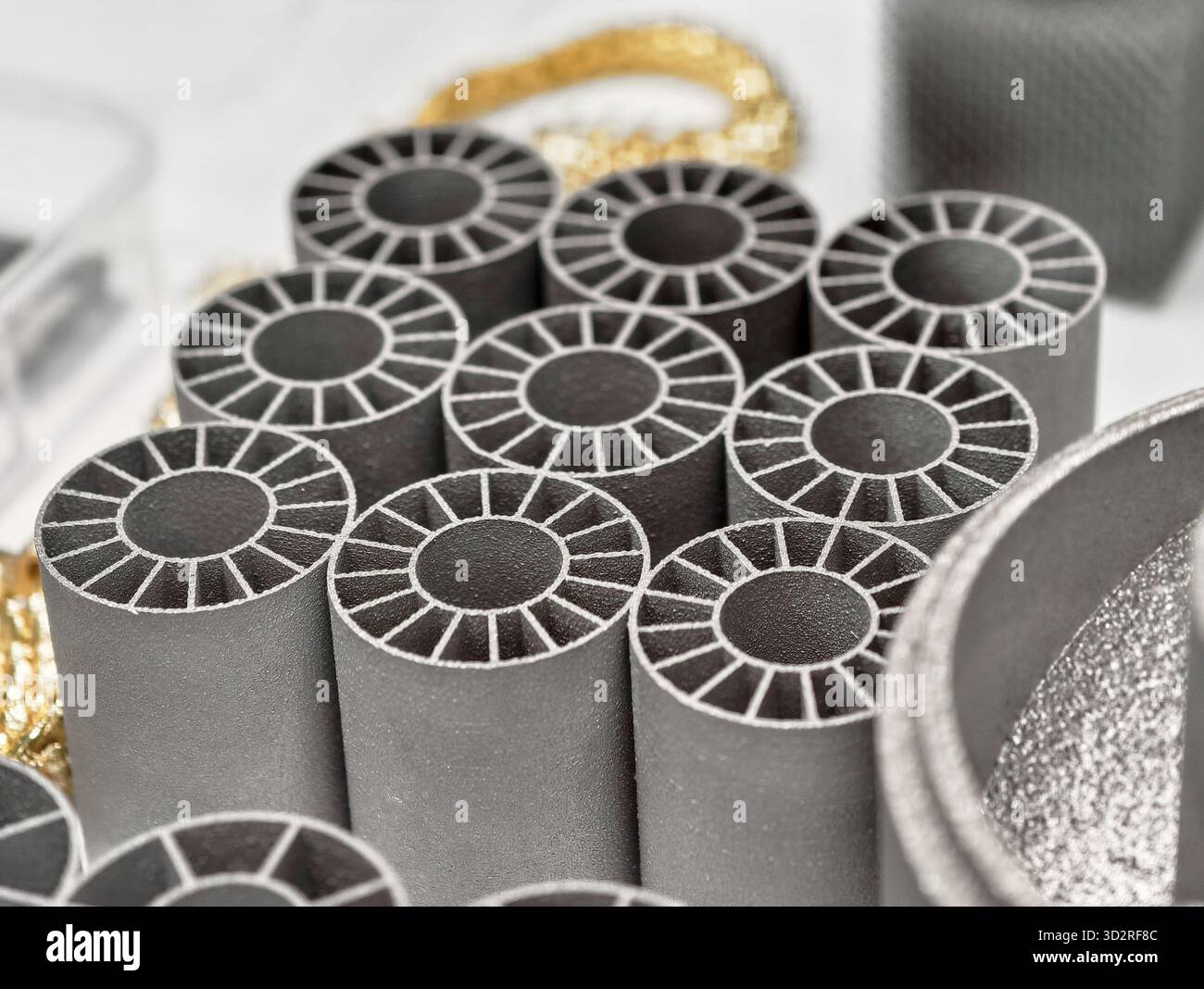 Additive manufacturing of metal products through 3D printing showcasing intricate design and precision engineering Stock Photo