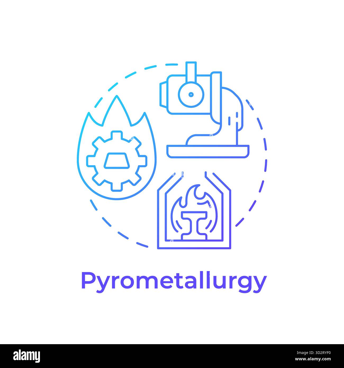 Pyrometallurgy blue gradient concept icon Stock Vector