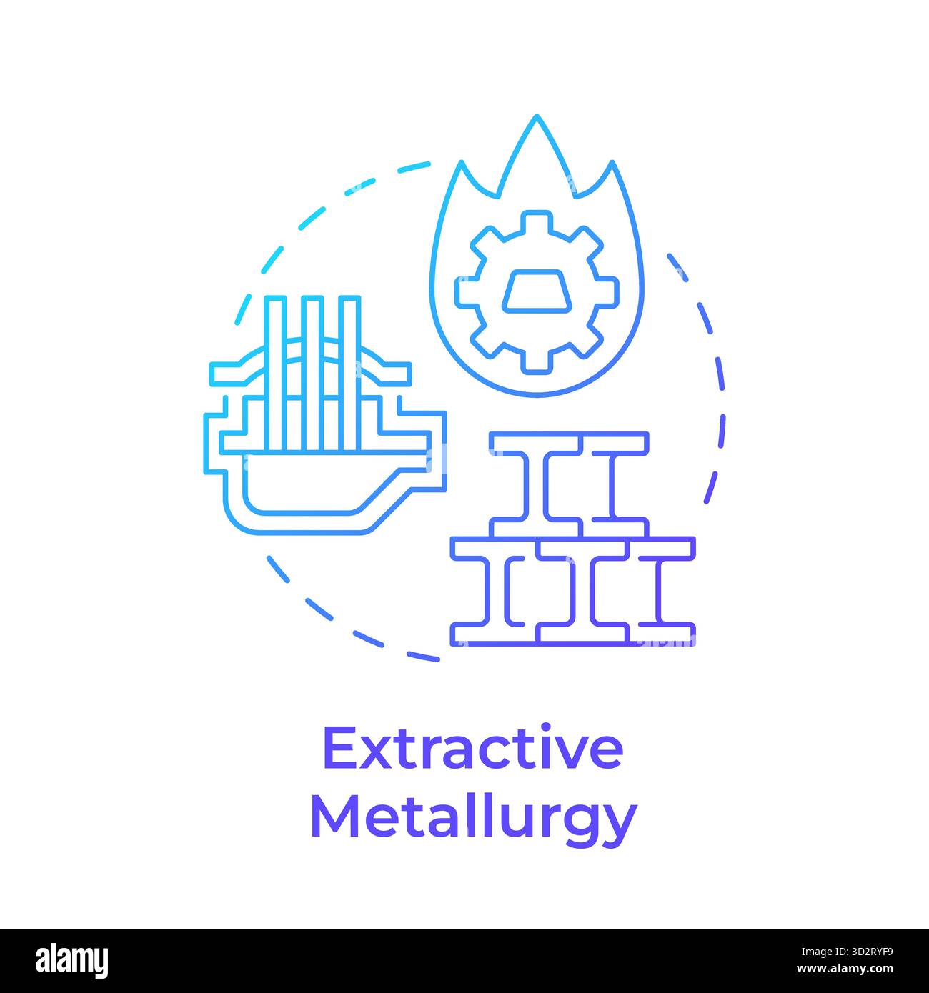 Extractive metallurgy blue gradient concept icon Stock Vector