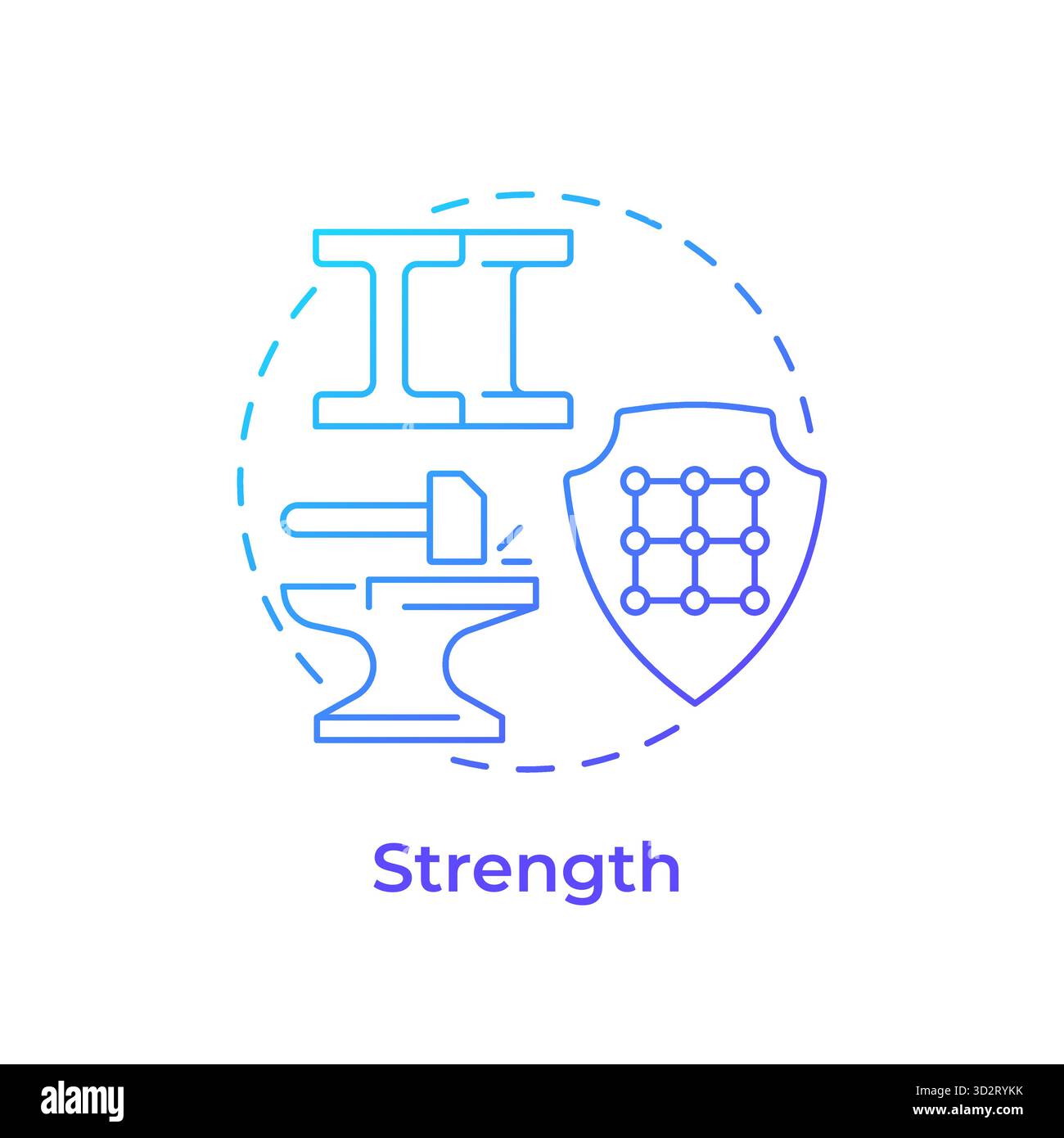 Strength blue gradient concept icon Stock Vector