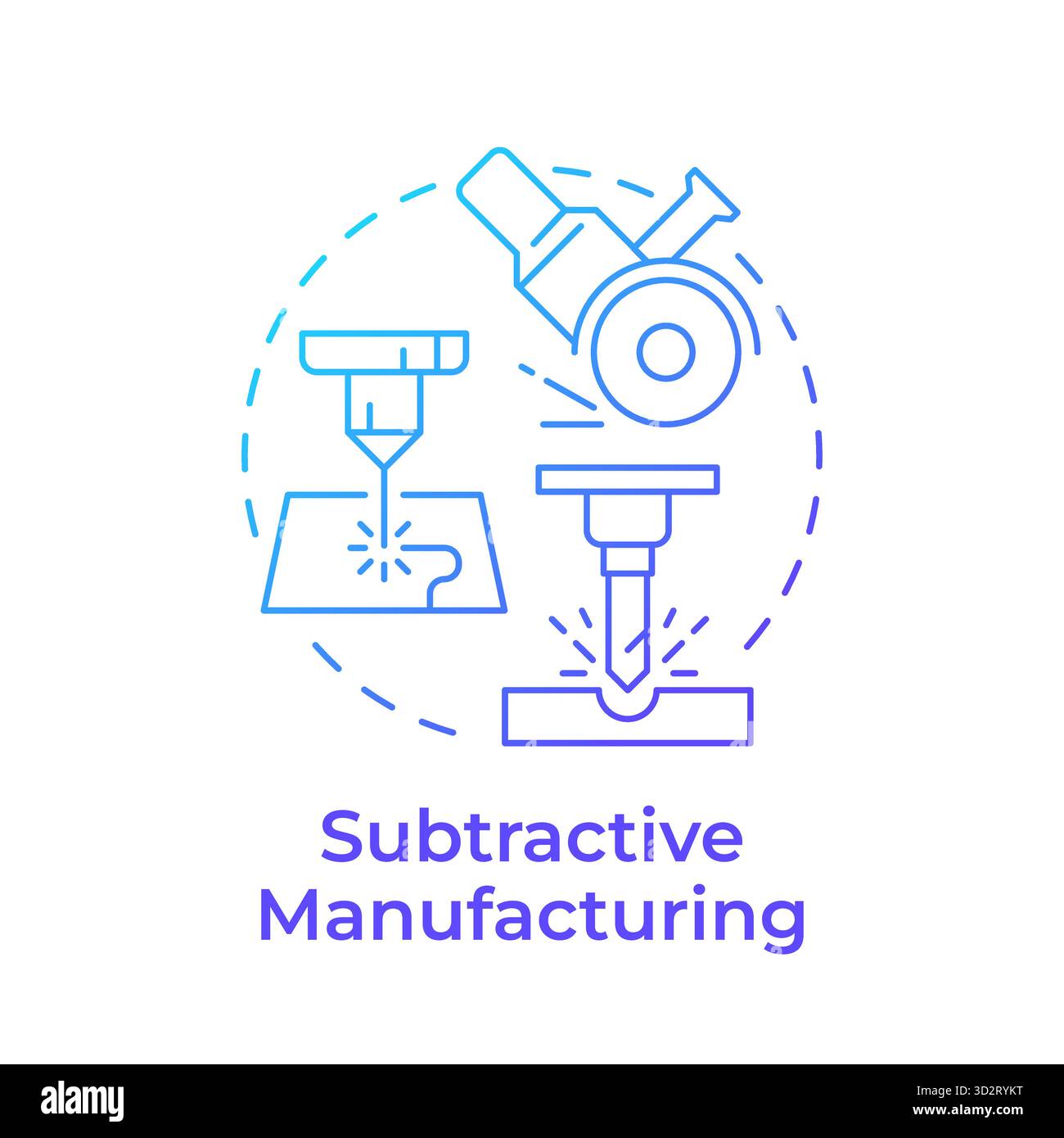 Subtractive manufacturing blue gradient concept icon Stock Vector