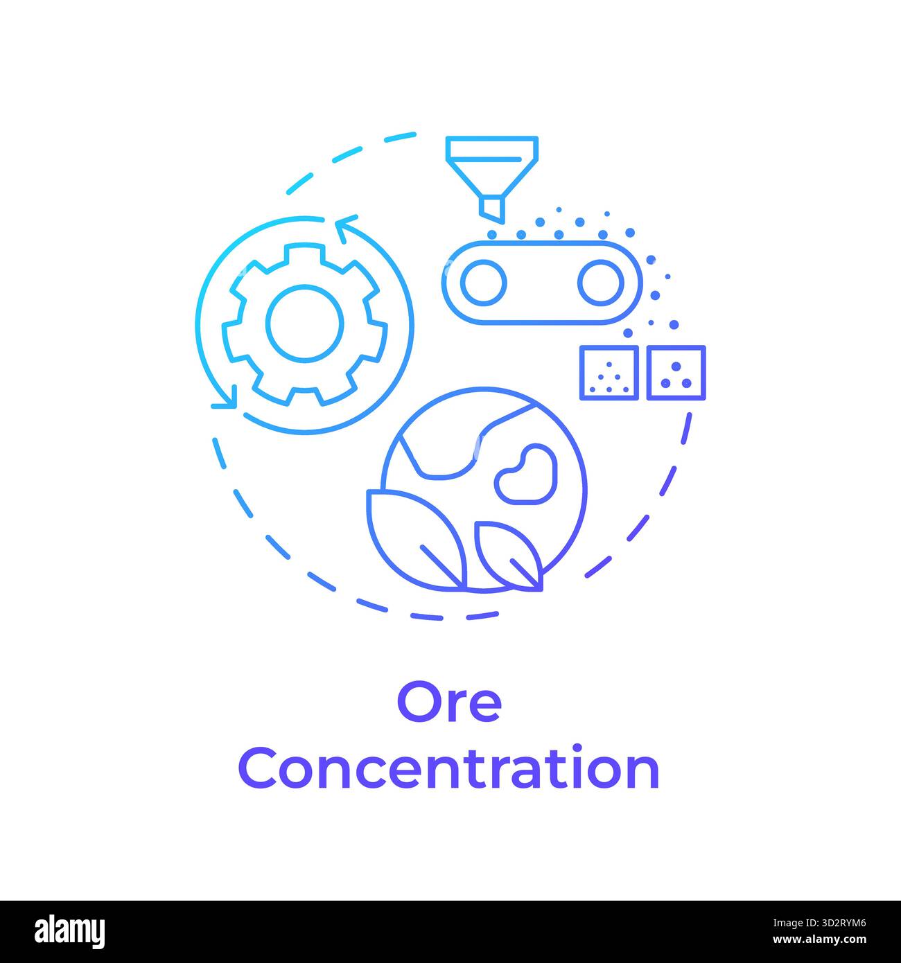 Ore concentration blue gradient concept icon Stock Vector