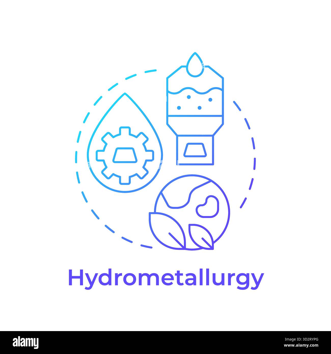 Hydrometallurgy blue gradient concept icon Stock Vector