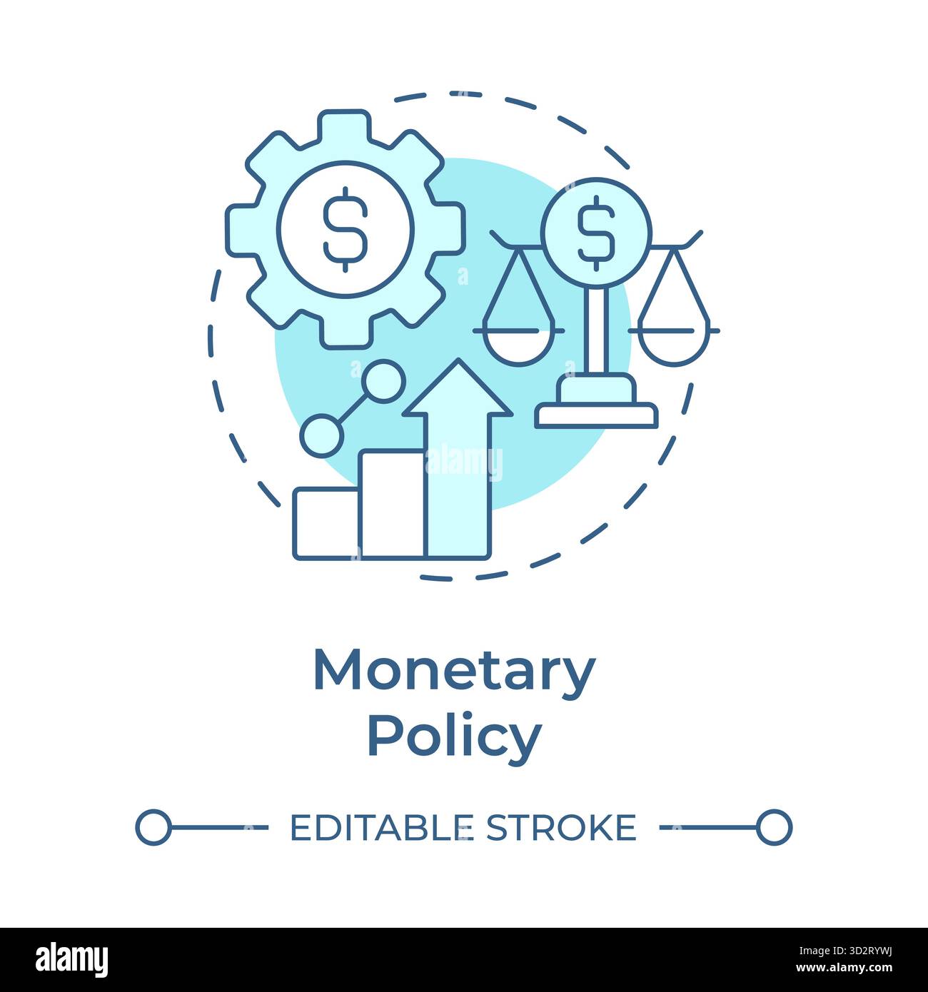 Monetary policy soft blue concept icon Stock Vector