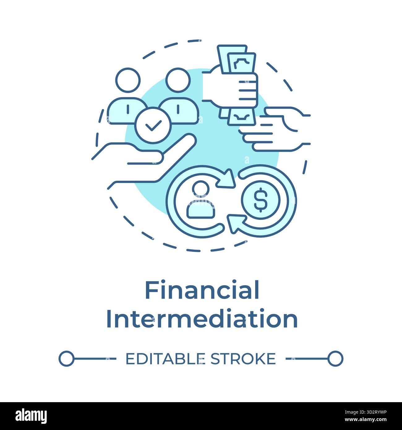 Financial intermediation soft blue concept icon Stock Vector