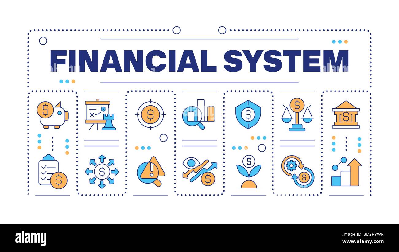 Financial system word concept isolated on white Stock Vector