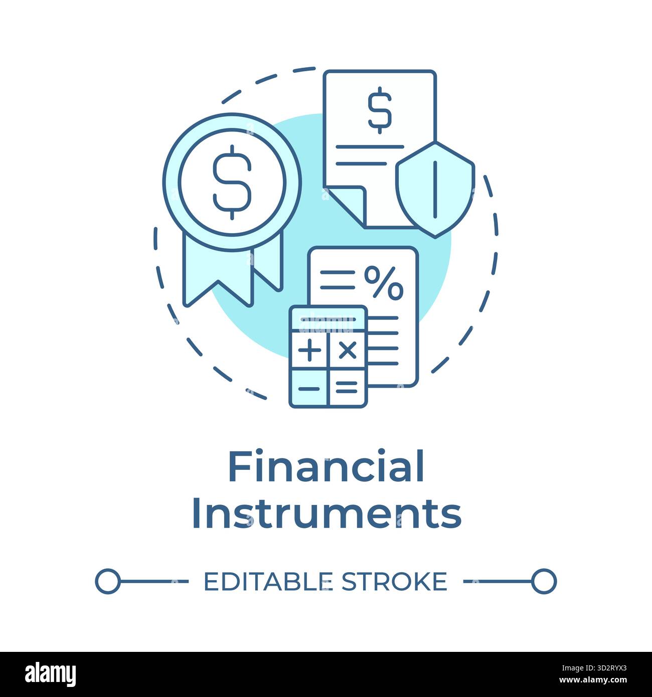 Financial instruments soft blue concept icon Stock Vector