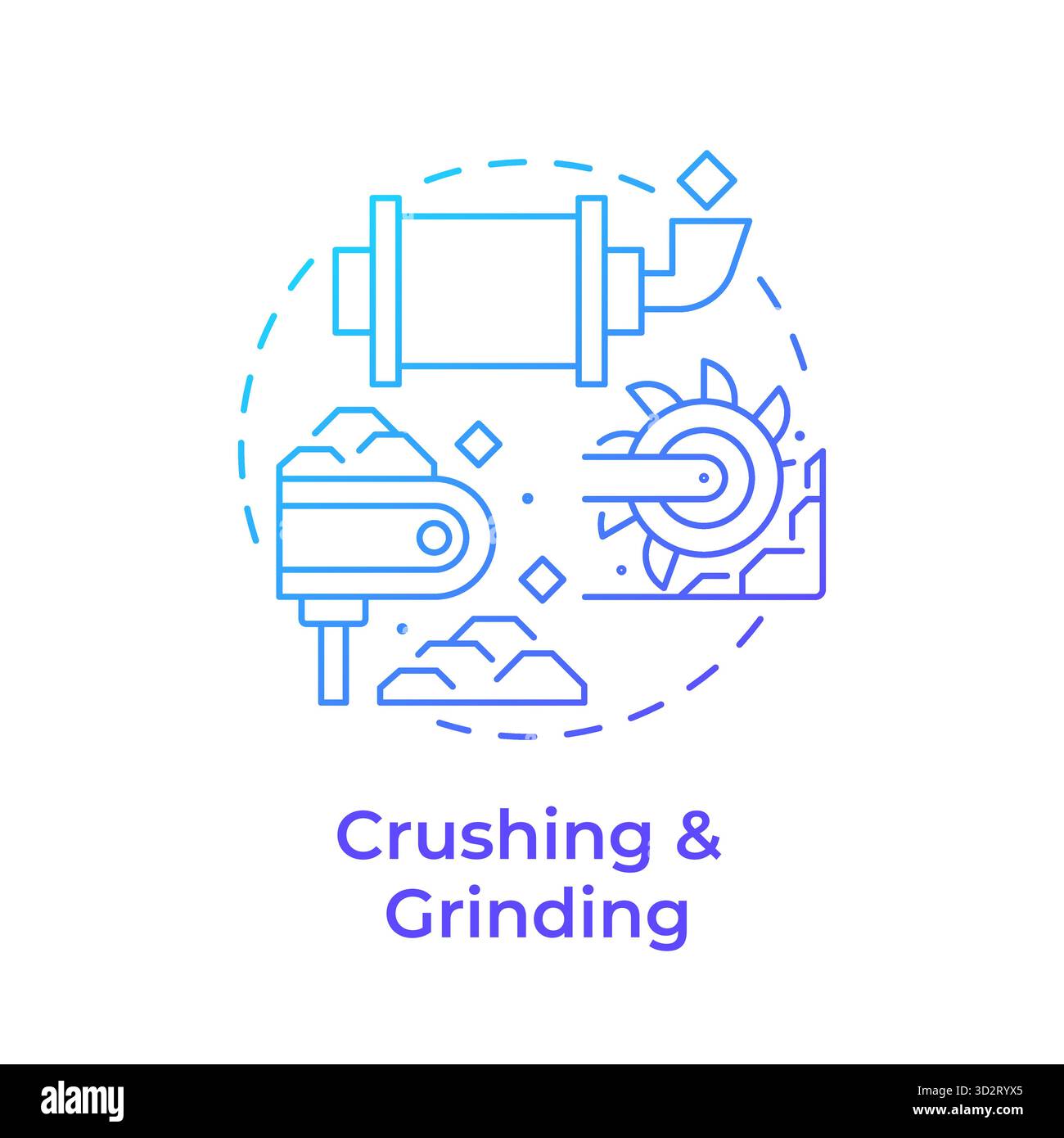 Crushing and grinding blue gradient concept icon Stock Vector