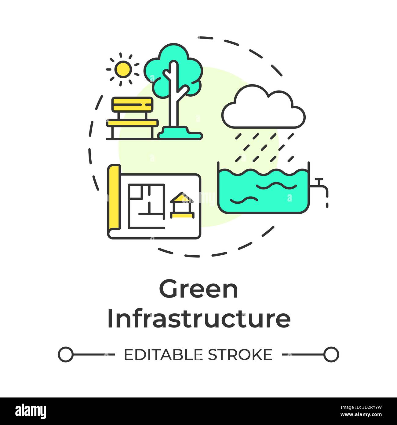 Green Infrastructure multi color concept icon Stock Vector