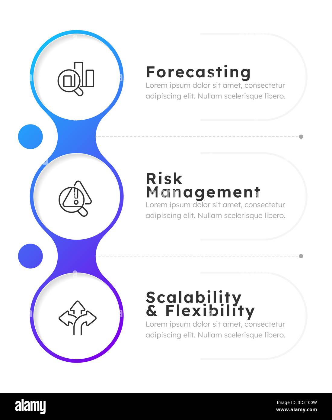 Market trends analyzing infographic circles blue gradient Stock Vector