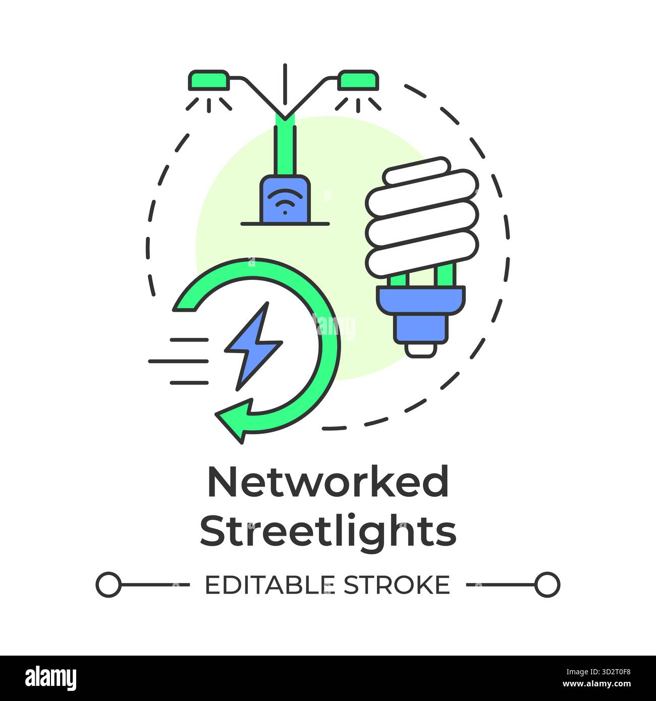 Networked streetlights multi color concept icon Stock Vector