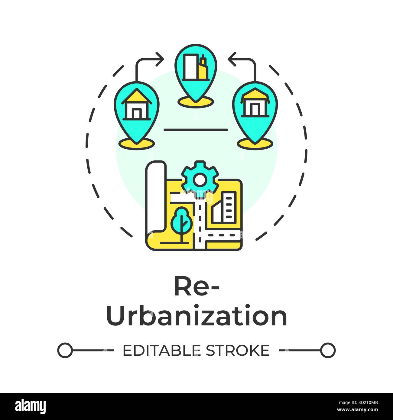 Reurbanization multi color concept icon Stock Vector