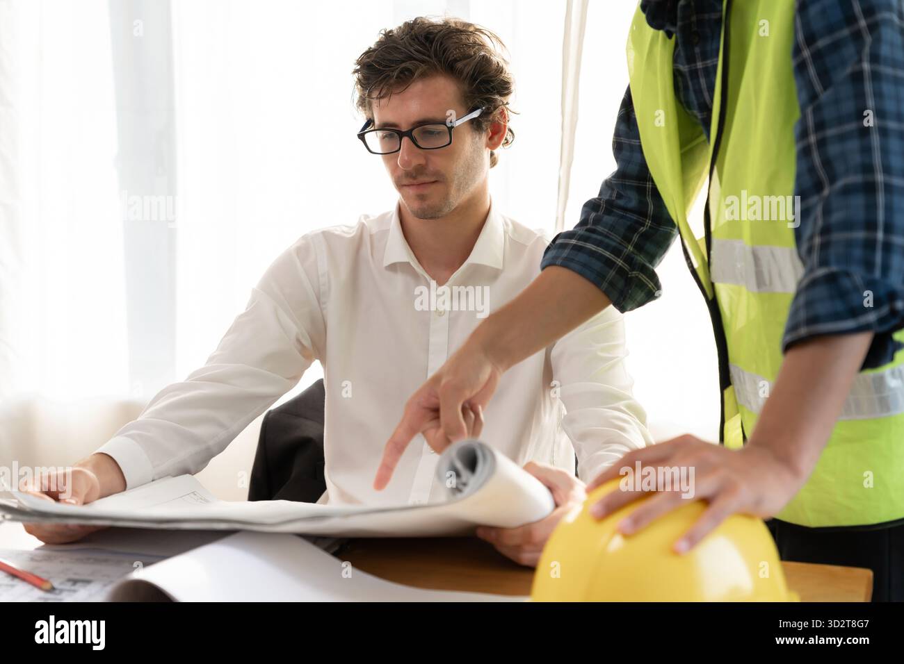inspector engineer and owner project is inspecting construction and ...