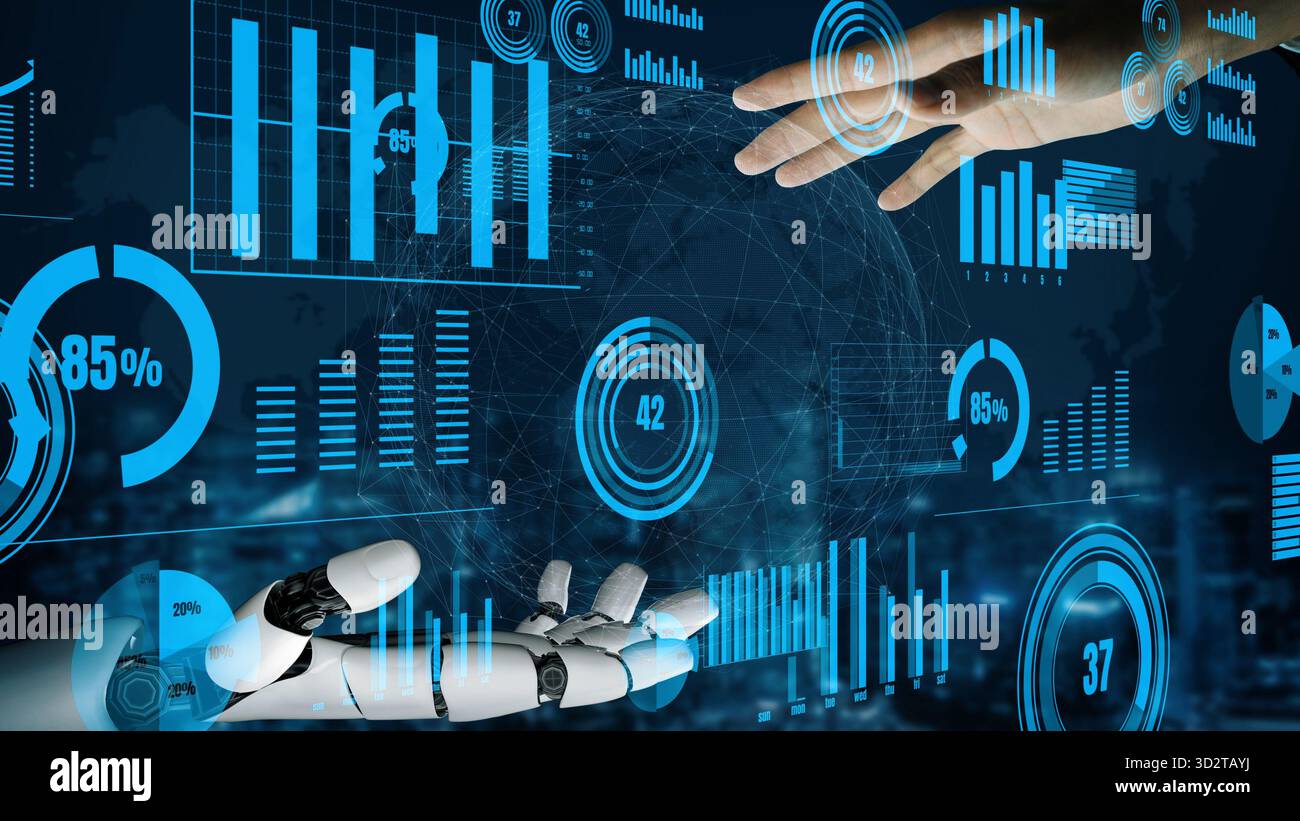 This image illustrates a digital interaction between a human hand and a ...