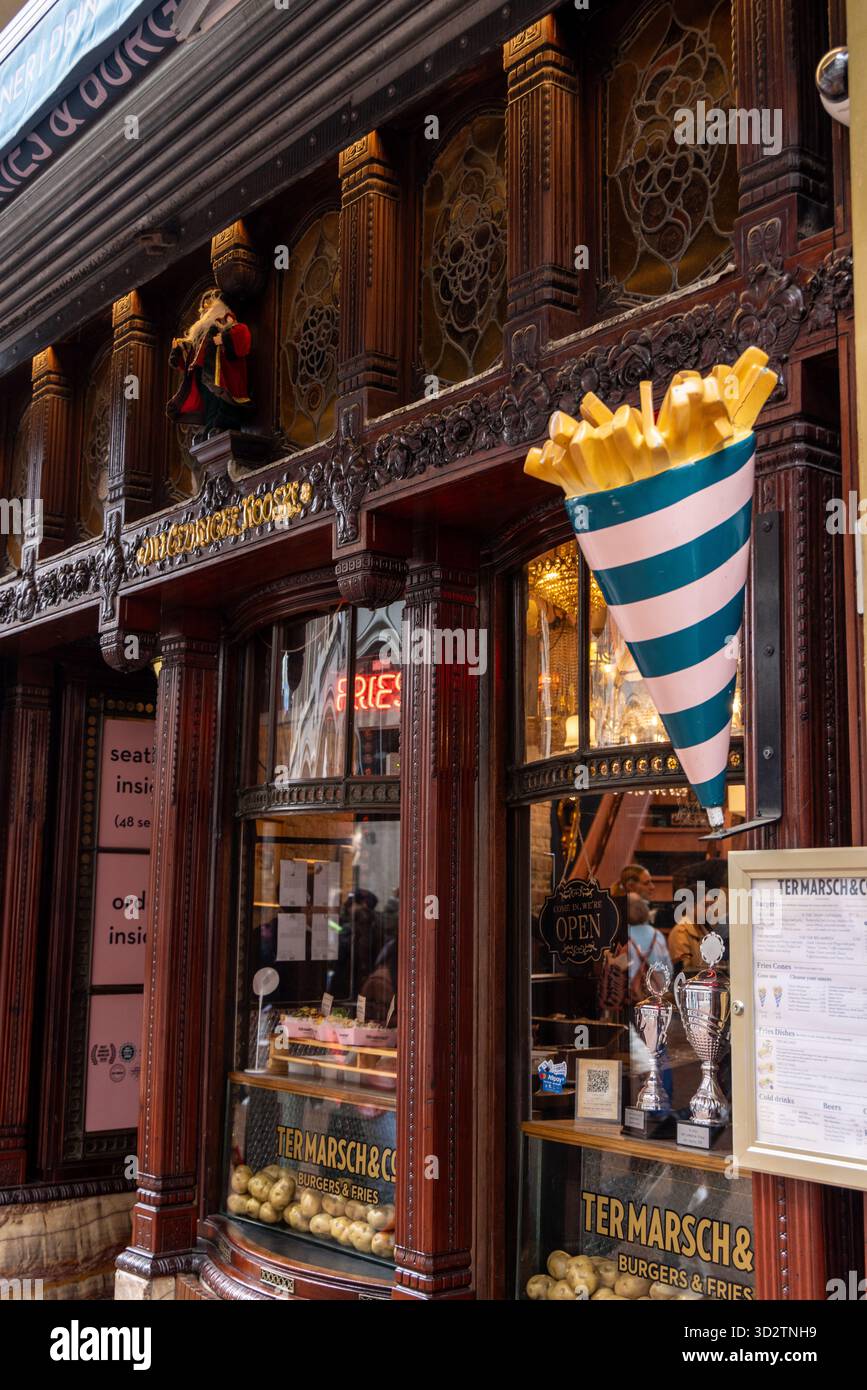 Amsterdam, Netherlands – April 16, 2025: Ter Marsch & Co Burgers & Fries restaurant in the city center, showcasing a popular gourmet burger chain with Stock Photo