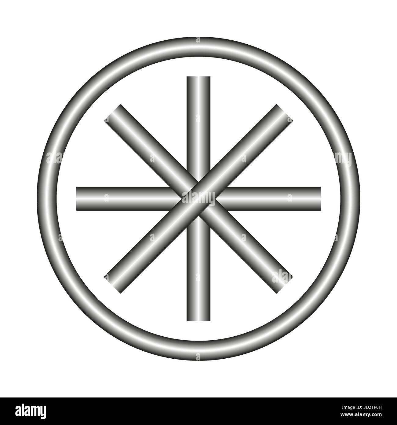 Abstract radial wheel. Geometric spokes design. Metallic circle ...