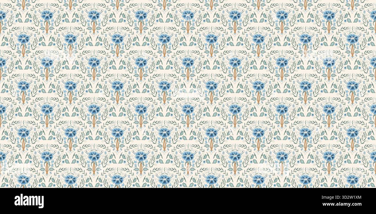 Repeat Cover Seamless pattern of floral damask. Indian chintz flower aop scallop ...