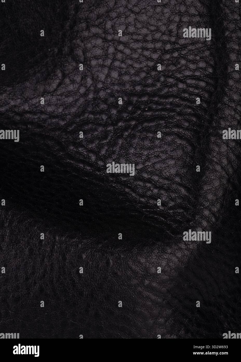 Dark Black Leather Texture with Natural Grain Stock Photo