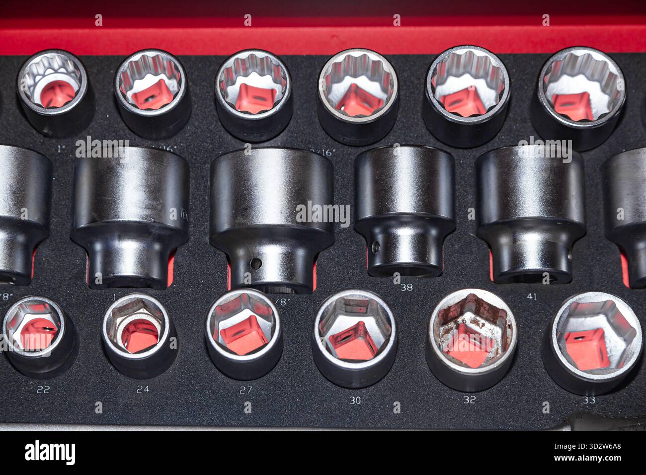 Professional set of socket wrenches with adapters. Stock Photo