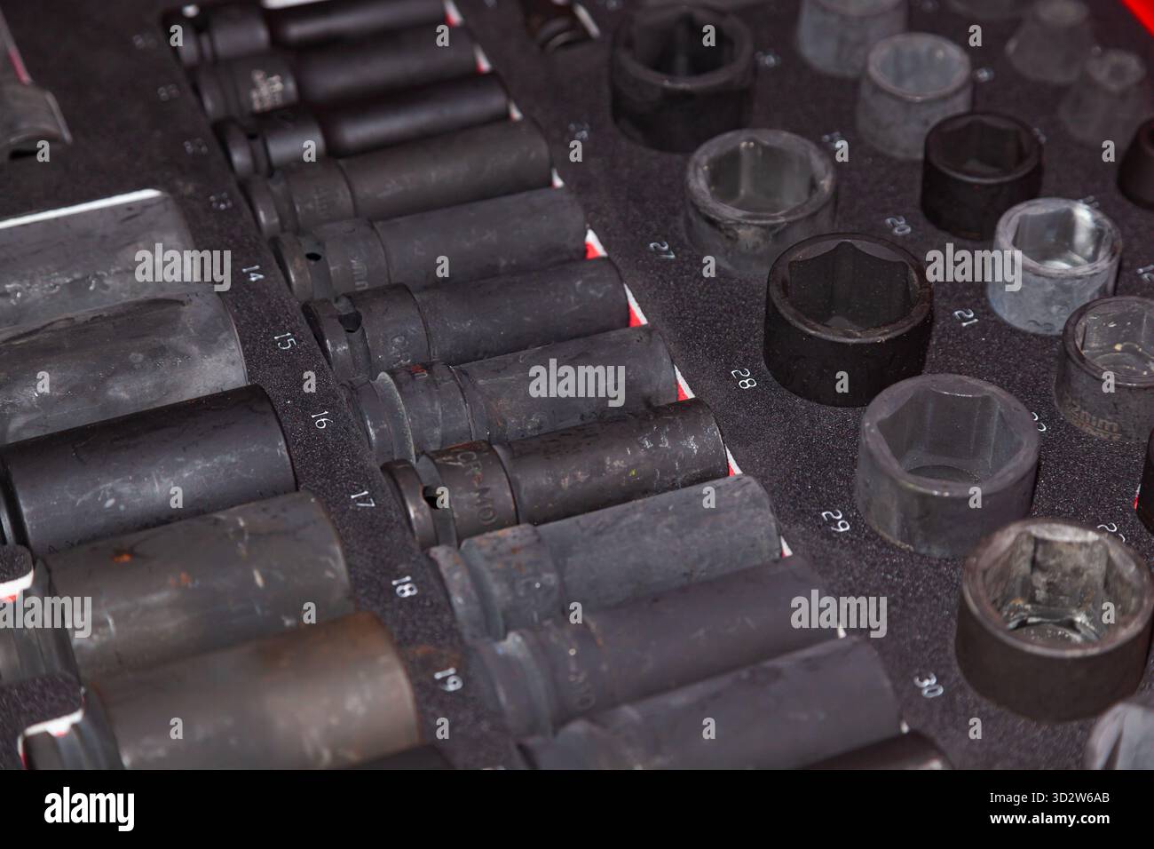 Professional set of socket wrenches with adapters. Stock Photo