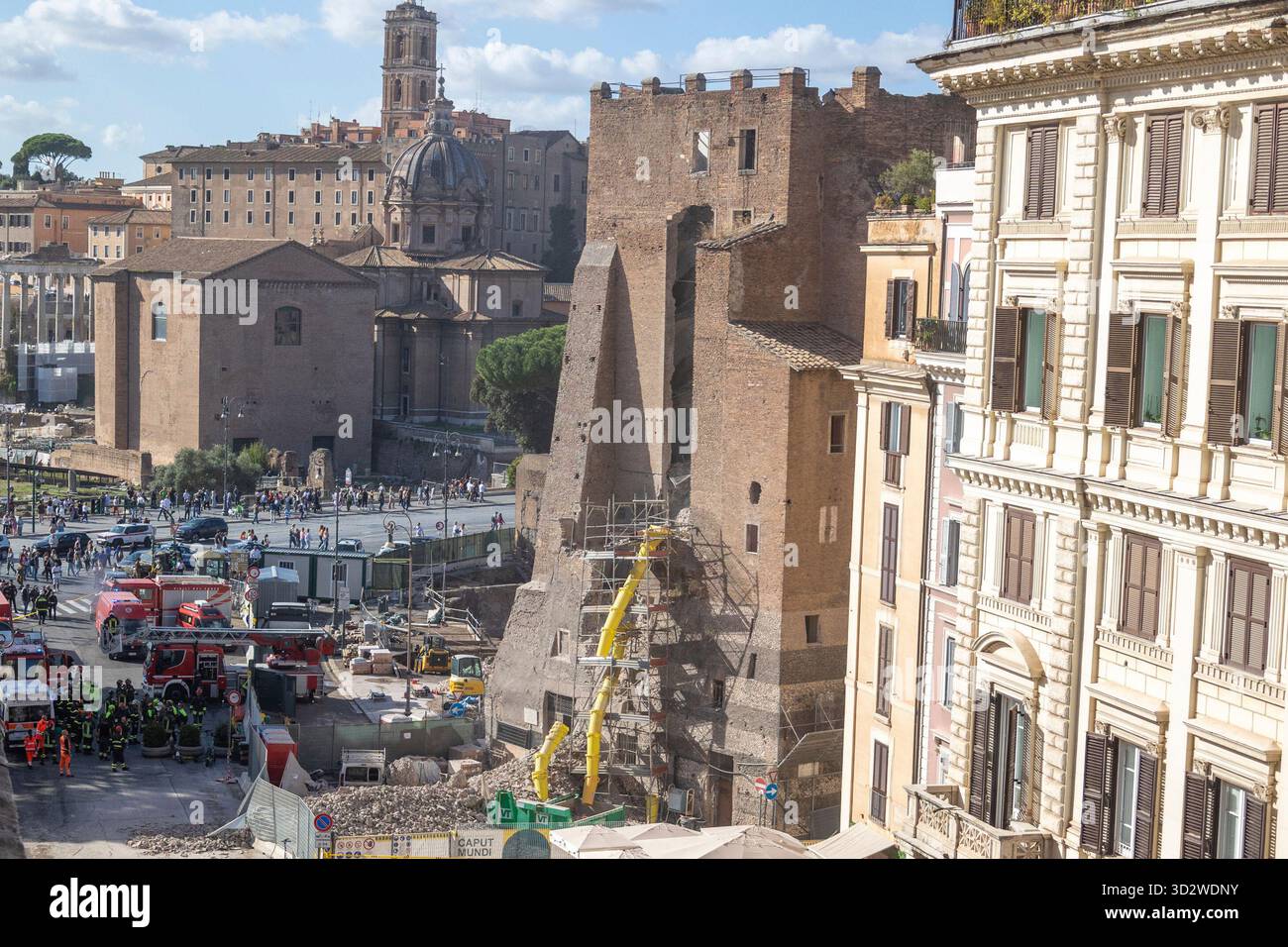 A view of the medieval tower near the Roman Forum which partially ...