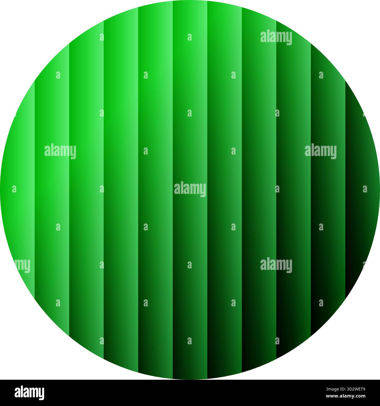 Ribbed effect green gradient circle. Vector striped abstract geometric spot design element Stock Vector