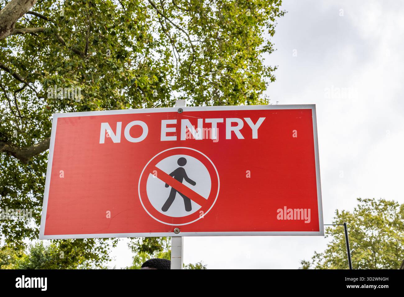 Red 'No Entry' Pedestrian Prohibition Sign Outdoors, Restricted Area ...