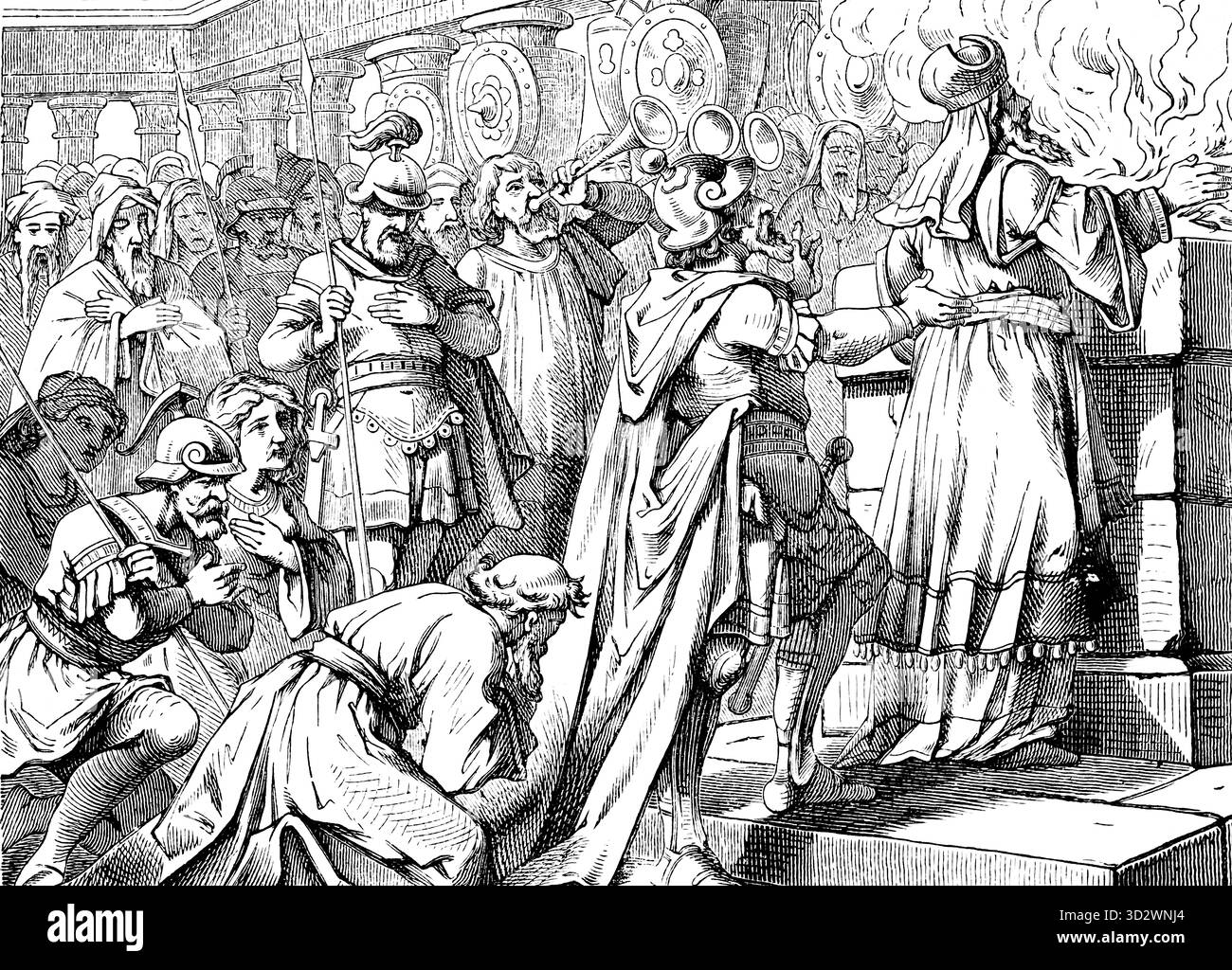 Judas and his brothers sacrifice on the rebuilt altar, First Book of ...