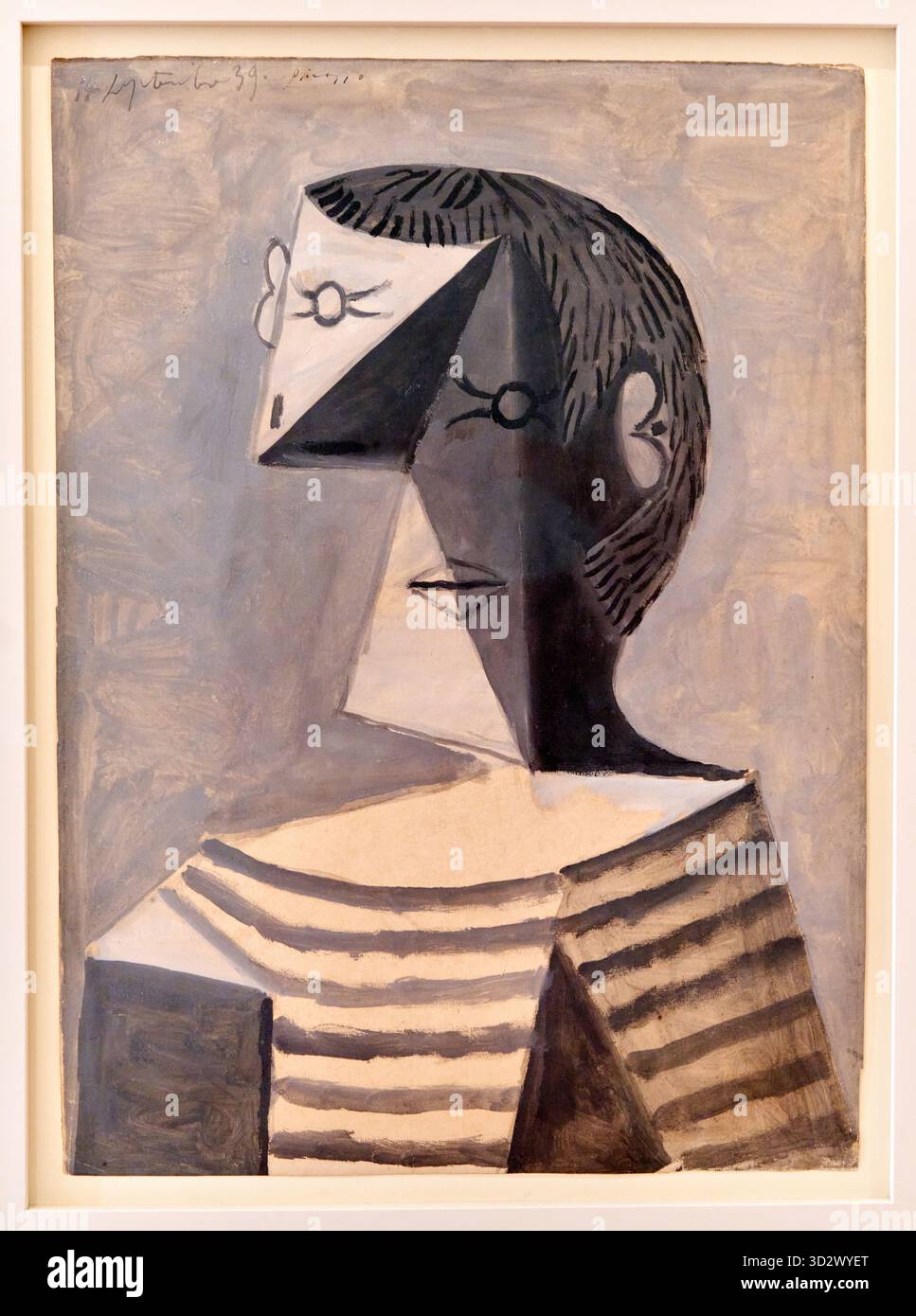 Pablo Picasso (1881-1973), Half-length Portrait of a Man in a Striped Jersey, September 1939, Gouache on paper, Peggy Guggenheim Collection museum, Ve Stock Photo