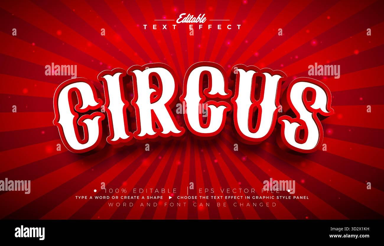 Circus 3D Text Effect Design Editable and Scalable Vector Graphic Style ...