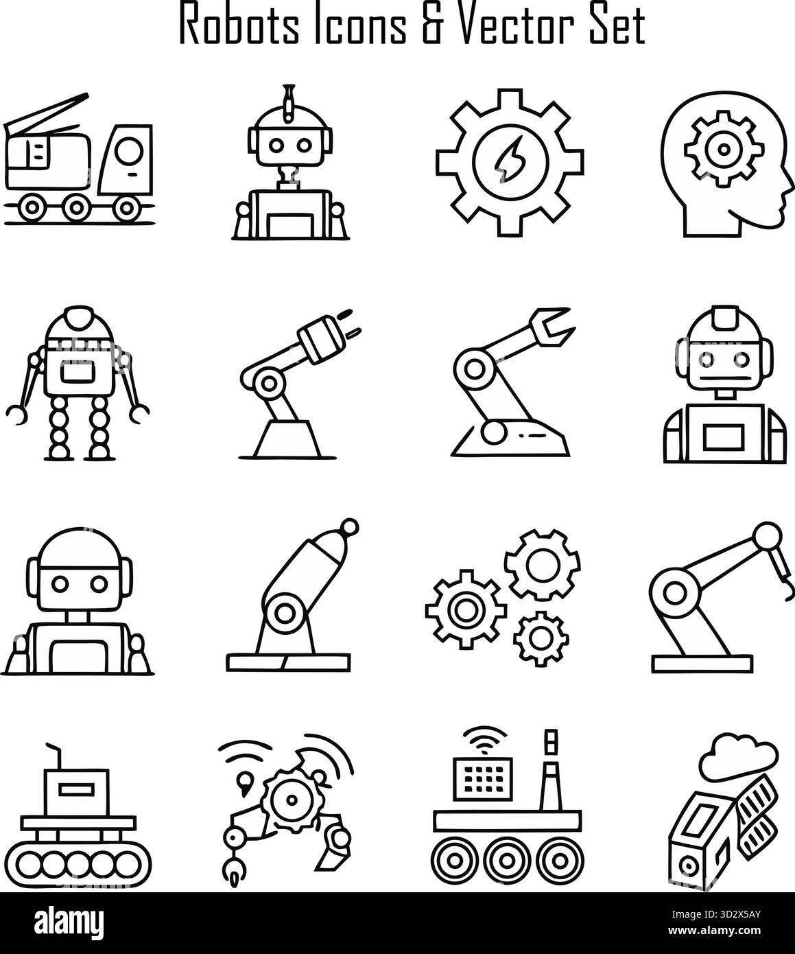 AI, Automation, Robotics & Tech Symbols Collection Stock Vector Image ...