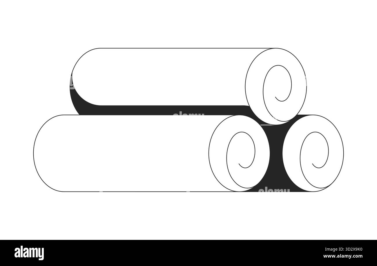 Rolled towels stack 2D line object Stock Vector