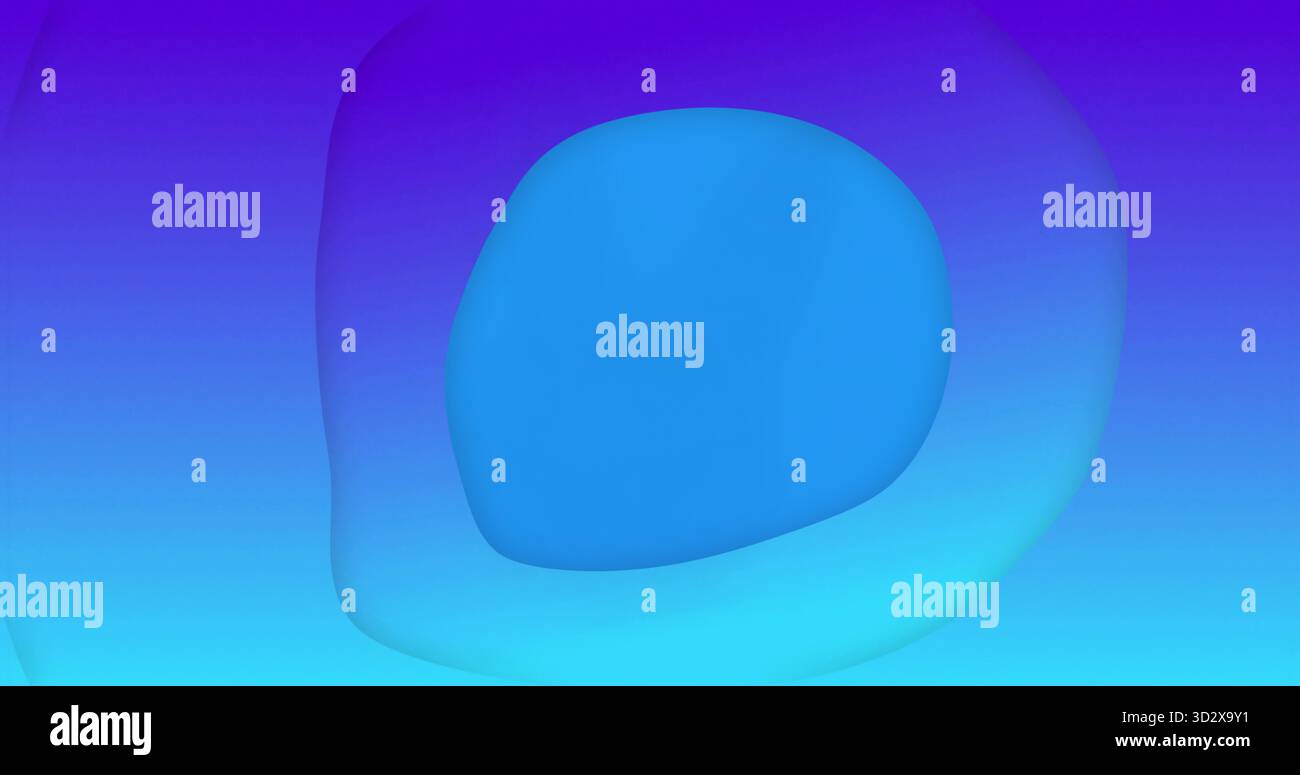 Showing vivid blue rounded shape floating over smooth purple cyan gradient, abstract composition Stock Photo