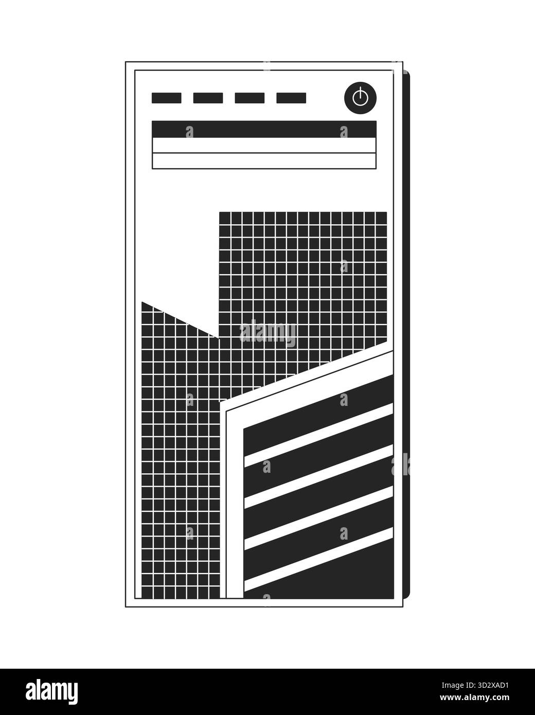 Modern desktop computer case 2D line object Stock Vector