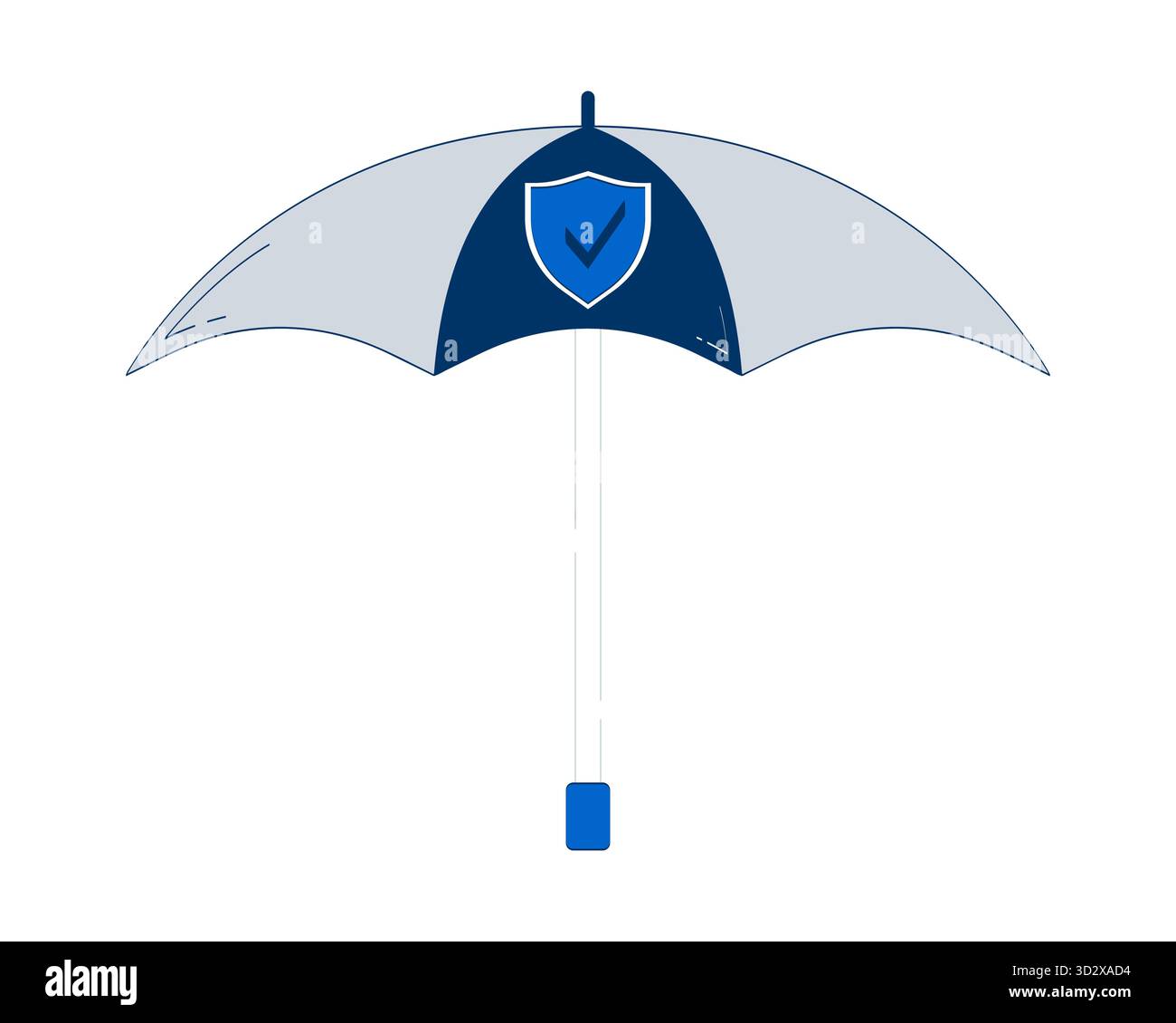 Protective umbrella with security shield emblem 2D doodle object Stock Vector