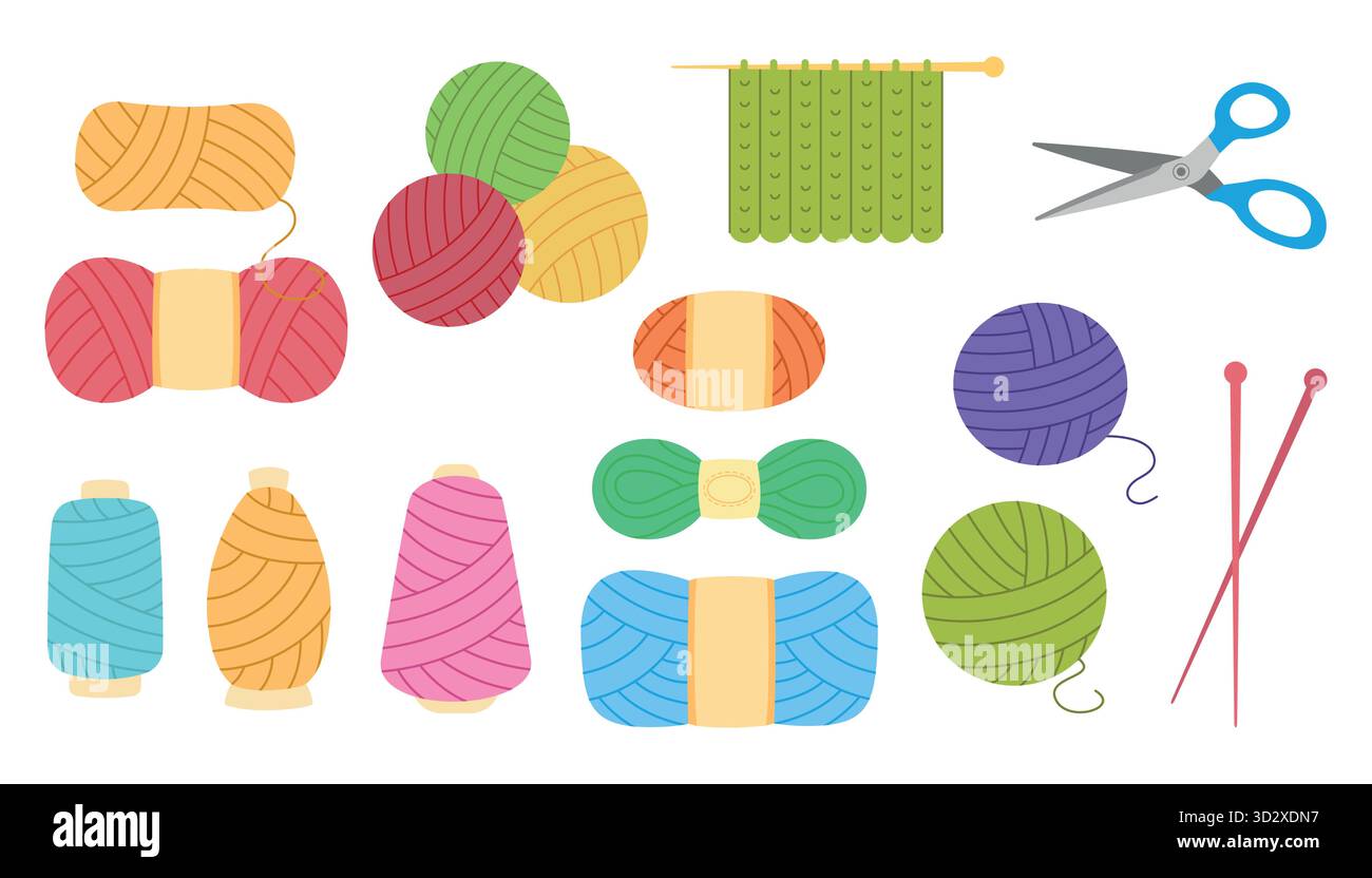 Sewing Thread Set Vector A set of threads and tools for sewing and knitting. Vector illustration ...