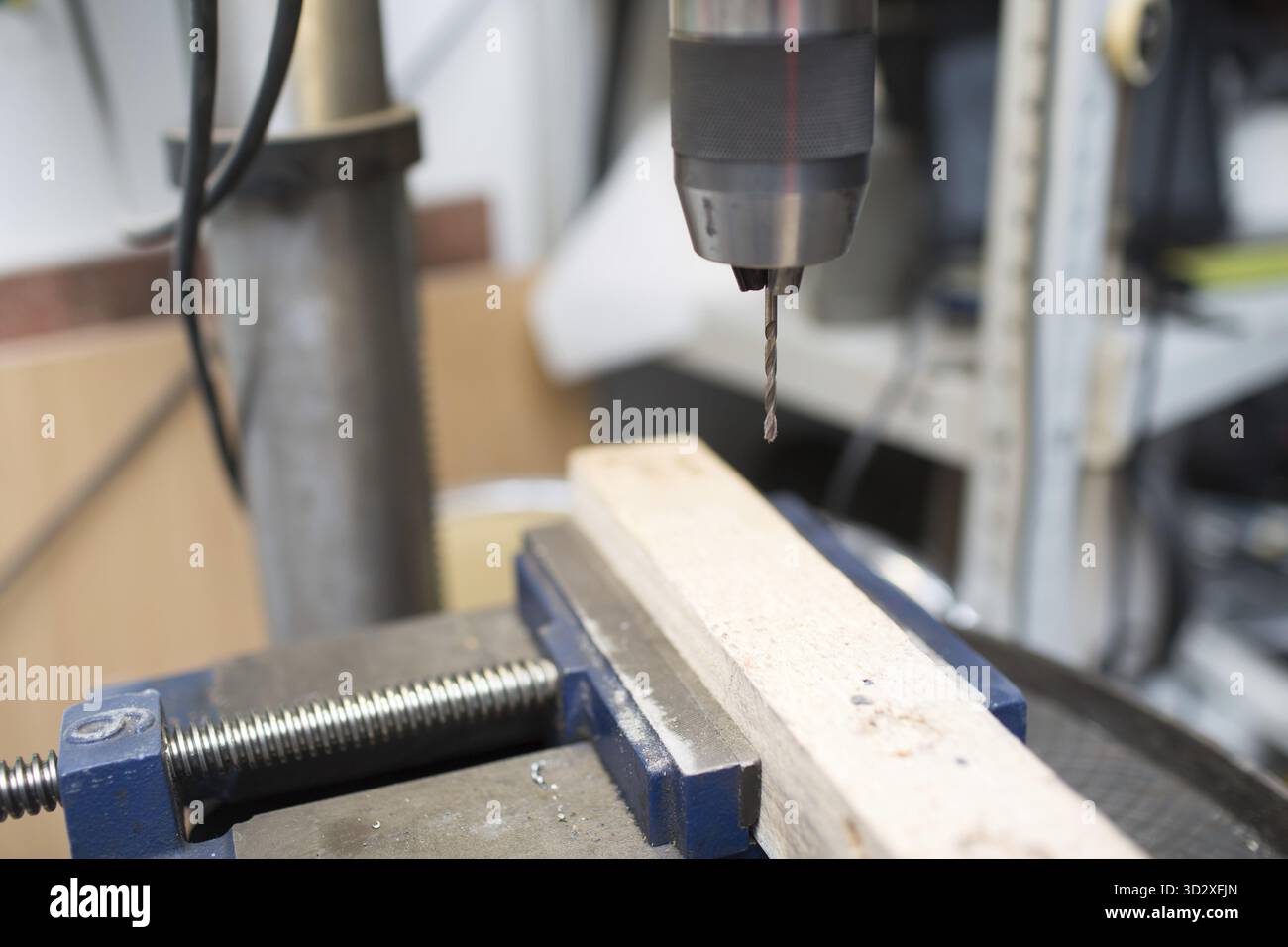 Drilling machine with laser sight in the workshop Stock Photo