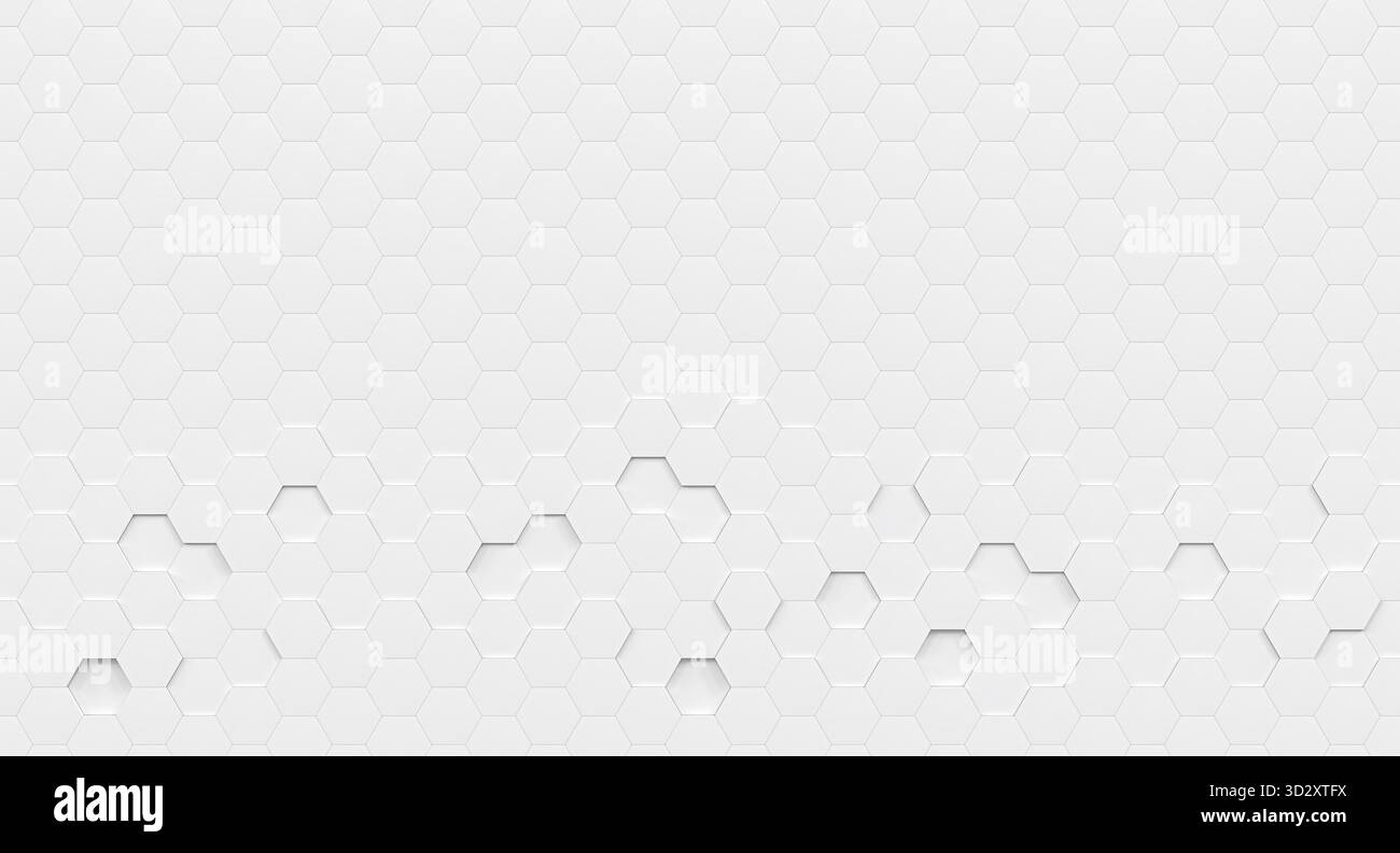 White hexagonal pattern abstract background 3d Stock Photo