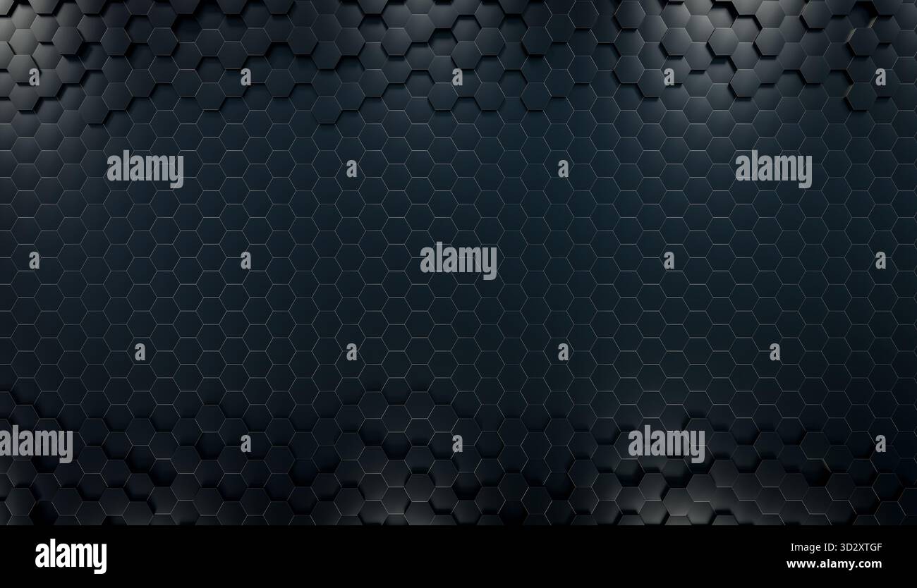 Dark polygonal honeycomb pattern 3d background Stock Photo