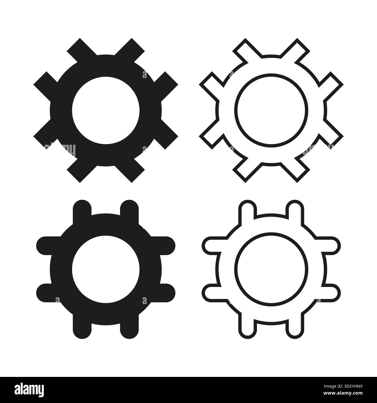 Gear wheel icons. Mechanism cog symbol. Six engine components. Vector ...