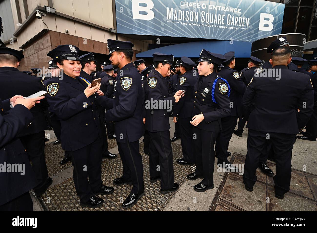 New York, USA. 03rd Nov, 2025. Newly sworn in NYPD Officers gather and ...