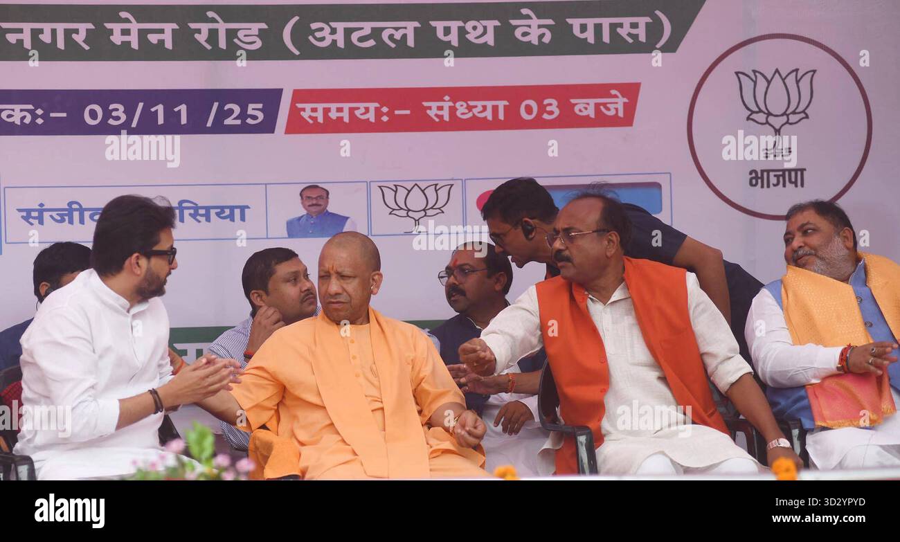 PATNA, INDIA - NOVEMBER 3: Uttar Pradesh Chief Minister Yogi Adityanath ...