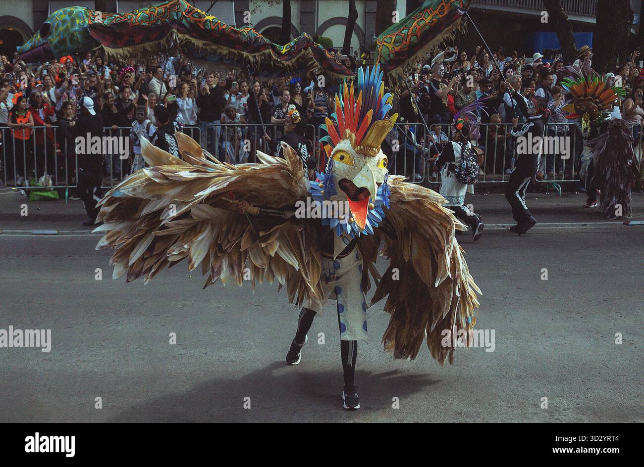 A man dressed as an eagle takes part in a Day of the Dead parade in Mexico City, Mexico Stock Photo