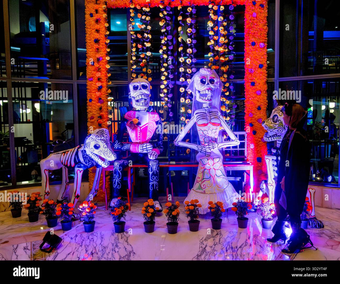Day of the Dead display at hotel in Mexico City, Mexico Stock Photo