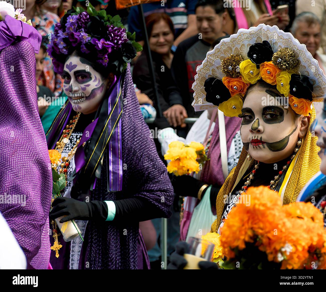 People take part in a Day of the Dead parade in Mexico City, Mexico Stock Photo