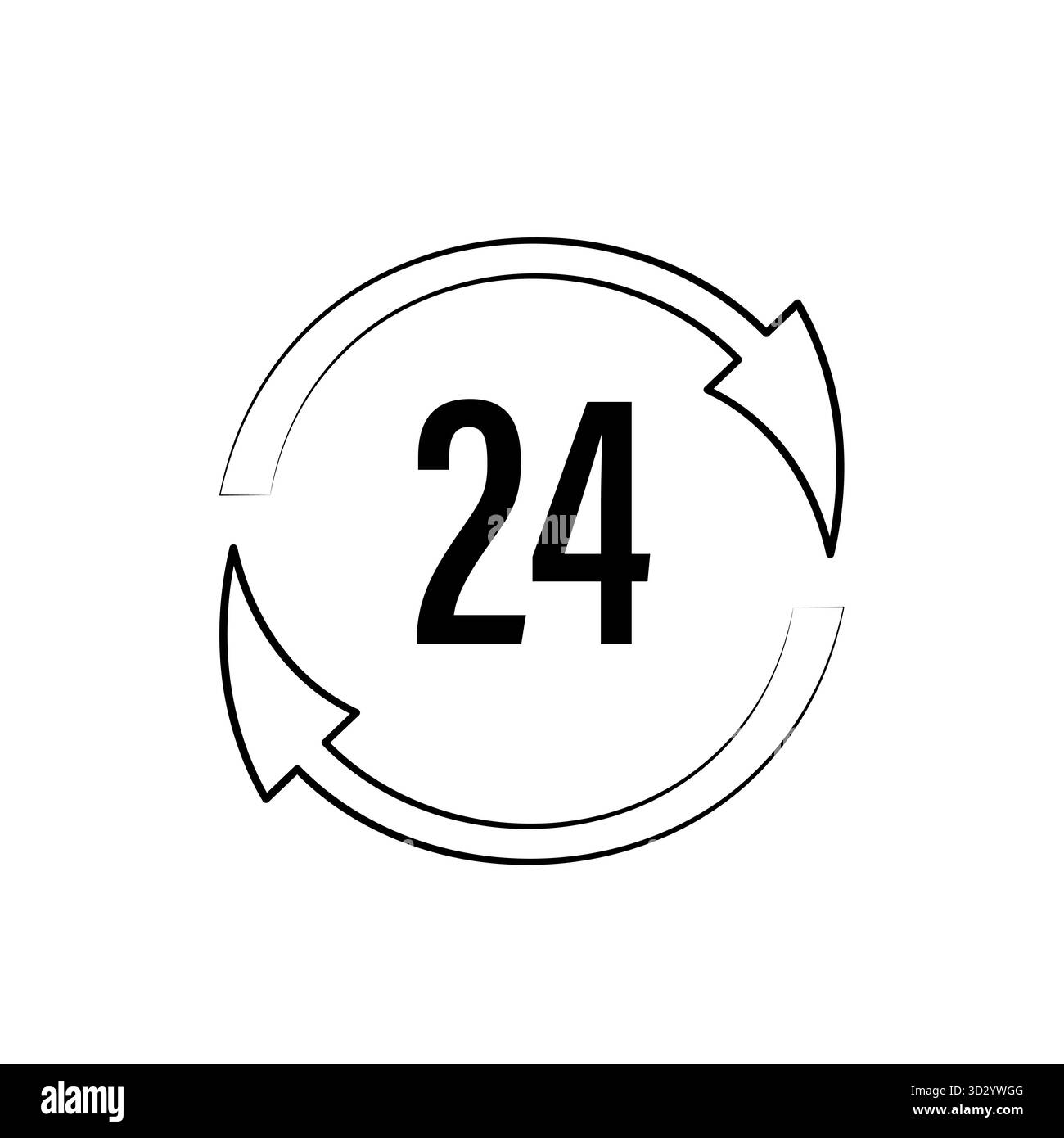 24-hour circular design with arrows indicating time cycle Stock Vector